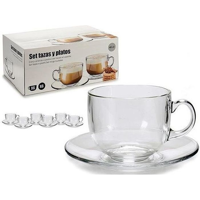 Jeu de 6 tasses avec plat Vivalto 450 ml