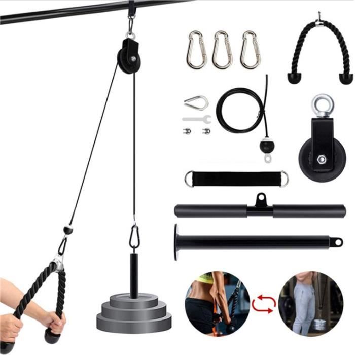 AIMEI® Barre de traction de Fitness Poulie Système de câble - Rouleau d'entraînement pour poignet et avant-bras - Noir