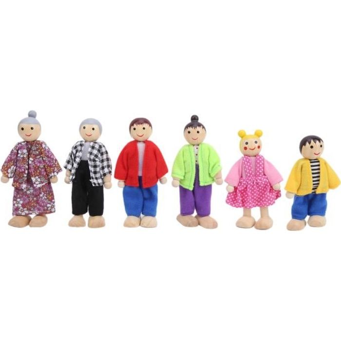 ZJCHAO jouets de poupée Figurines de poupée de famille pin miniature personnes ensemble de jouets ornement accessoire de maison de