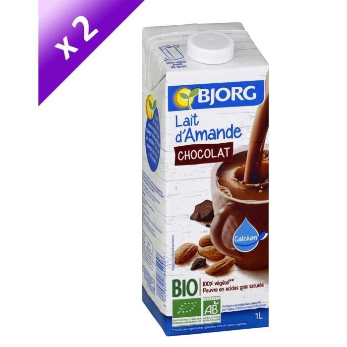 BJORG Lot de 2 Lait d’amandes Chocolat - 2 x 1 L