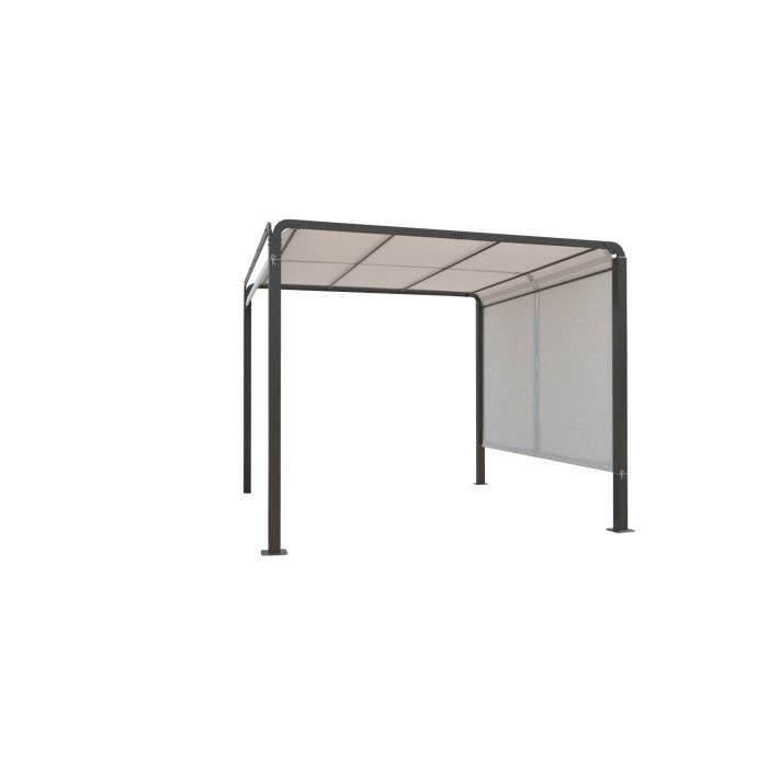 Kanpur- Pergola tissu polyester 3x3M - Noir & Blanc