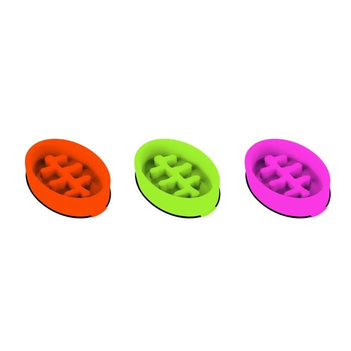 MPETS Gamelle ovale Fishbone alimentation lente - Rose - Pour chien
