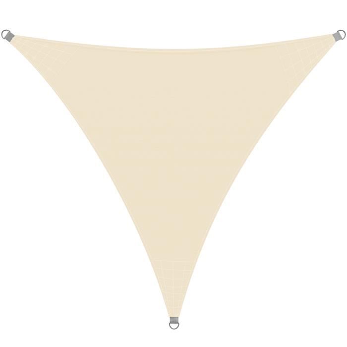 Voile d'ombrage Auvent Oxford Triangulaire 5x5x5m Crème Jardin balcon terrasse
