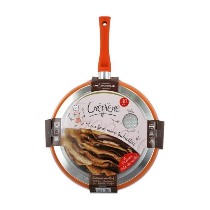 Poêle à crêpes en granité orange 30 cm - Orange