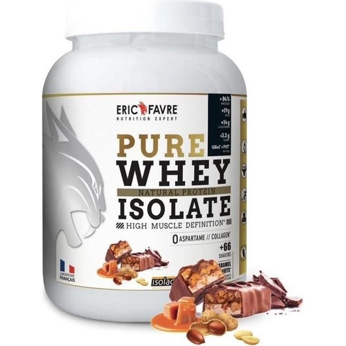 Eric Favre - Pure Whey Proteine Native 100% Isolate - Proteines - Caramel Choco Peanuts - Edition limitée - 2kg