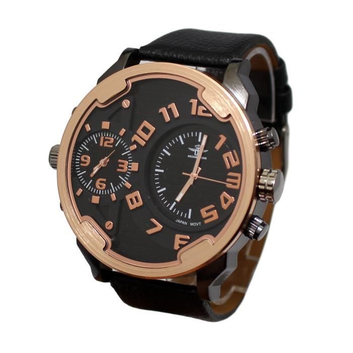 PACK MONTRE HOMME ERNEST GROS CADRAN DOUBLE AFFICHAGE ONLY THE BRAVE GOURMETTE ACIER INOXYDABLE