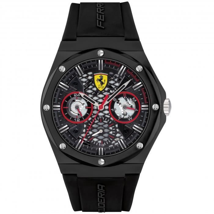 Ferrari - Montre Hommes - Quartz - Multi-Cadrans - Bracelet Caoutchouc Noir - 0830785