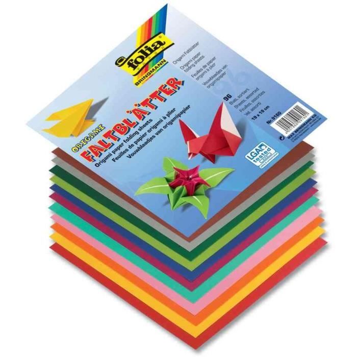 Feuilles de papier origami à plier, 100 x 100 mm,