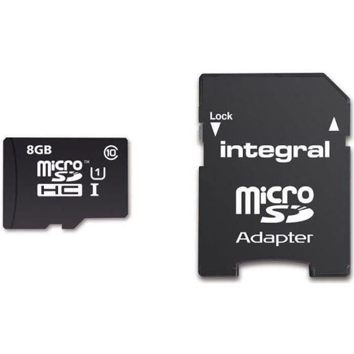 INTEGRAL UltimaPro - Carte mémoire flash (adaptateur microSDHC - SD inclus(e)) - 8 Go - Class 10 - micro SDHC