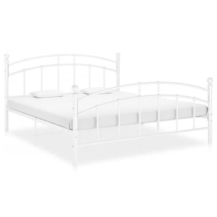 PAI® Cadre de lit Blanc Métal 140x200 cm 85433