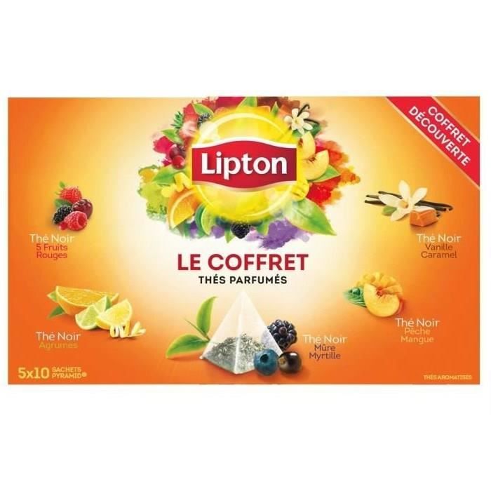 LIPTON Coffret de thé Noir - 5 variétés x 10 sachets