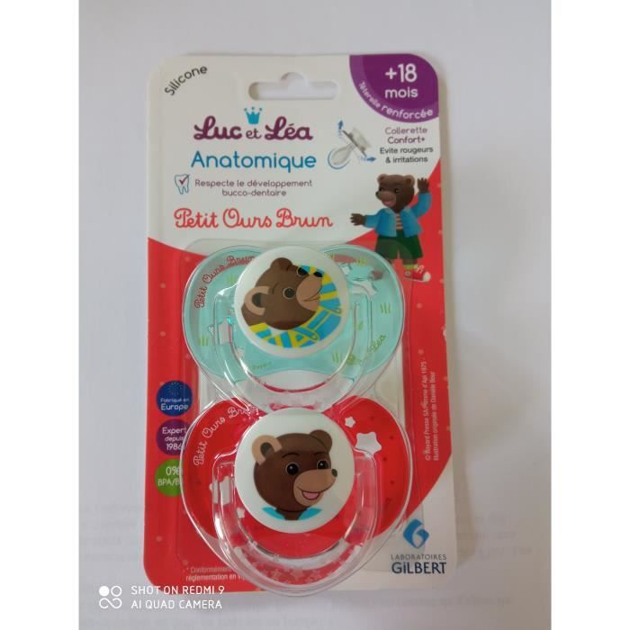 Luc et Léa Sucette Anatomique Petit Ours Brun +18m Lot de 2