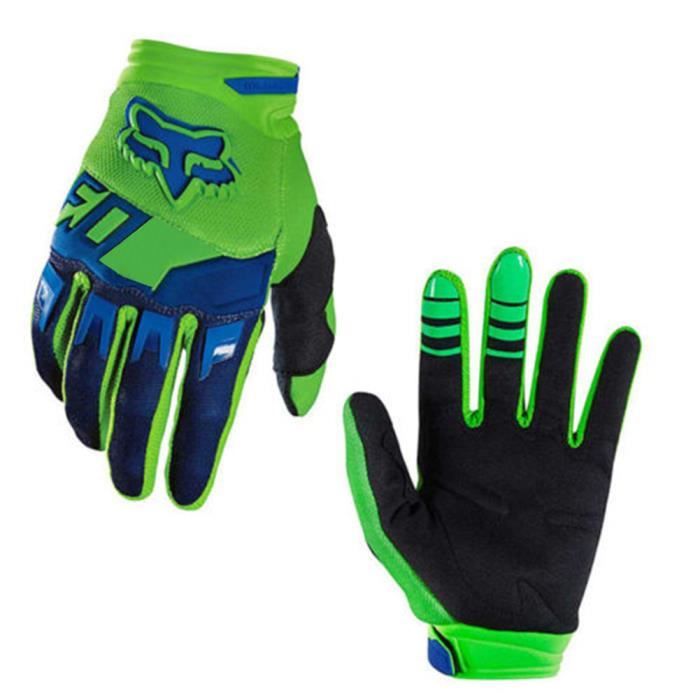 Respirant Résistance à l'usure Doigts Complets Course Gants de moto Vélo Vélo VTT Gants vert L