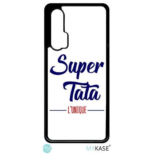 Coque smartphone - super tata l unique fond blanc - compatible avec huawei nova 6 - plastique - bord noir