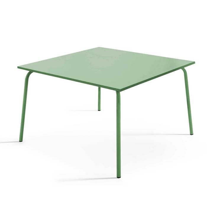 Table de jardin - 120 x 120 x 72 cm - Acier - Palavas - Vert Cactus