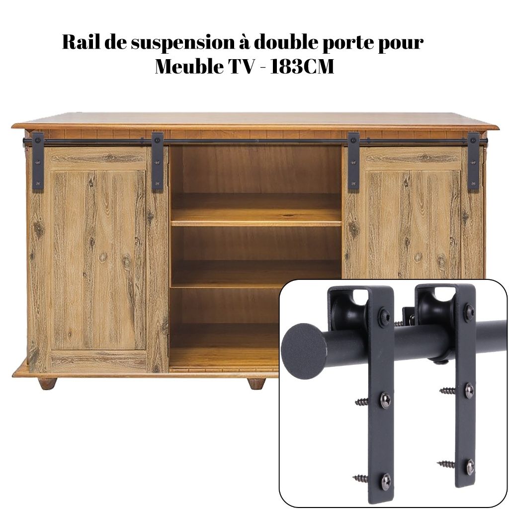 Crevette 1.8M Kit de rail accessoires de porte coulissante pour porte double TV petits armoire penderies