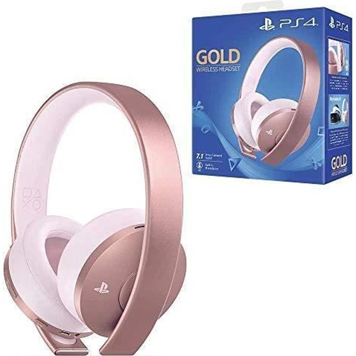 PlayStation Casque-micro sans fil PS4, Audio 3D, Édition Gold, Or rose