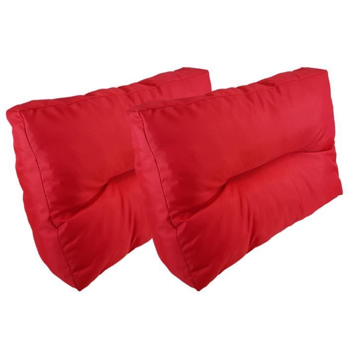 2x COUSSINS DE DOSSIER pour palette europe Lounge 60x40 cm rouge pour extérieur résistant aux éclaboussures (PAS UN ENSEMBLE!!)