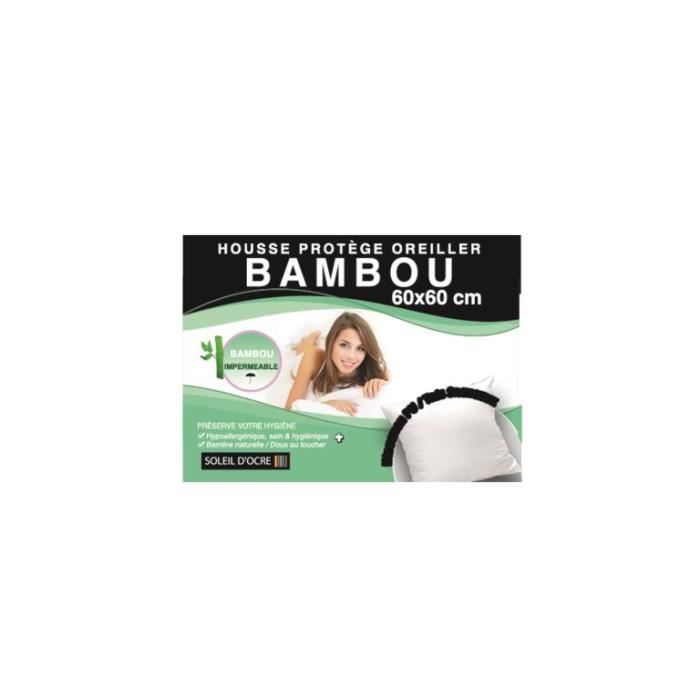 Taie protège oreiller en bambou imperméable 60x60 cm. Cette taie d'oreiller en bambou imperméable protégera votre literie de