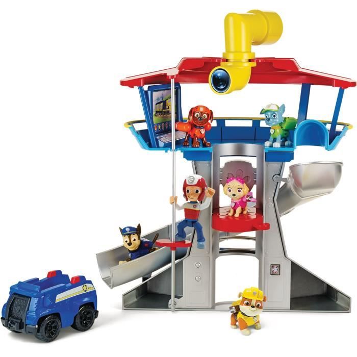 PAT PATROUILLE - QUARTIER GENERAL Paw Patrol + véhicule figurine Chase - Effets Sonores lumineux - Jouet Enfant 3 Ans et +