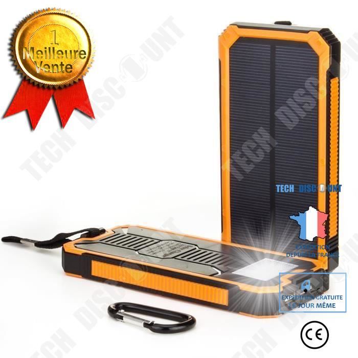 TD® 15000mAh Chargeur de Batterie Solaire Power Bank chargeur de Secours Portable Batterie Externe Etanche avec 8 LED Double USB