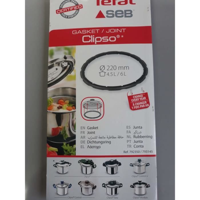 JOINT DE COCOTTE SEB CLIPSO-4.5L/6L SA792350/SA793145(ATTENTION ne commandez pas en fonction du diametre )