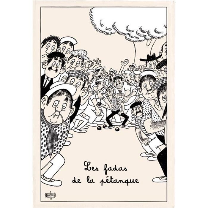 Torchon Dubout les fadas de la pétanque Écru 48 x 72 Torchons & Bouchons 48 X 72 ECRU