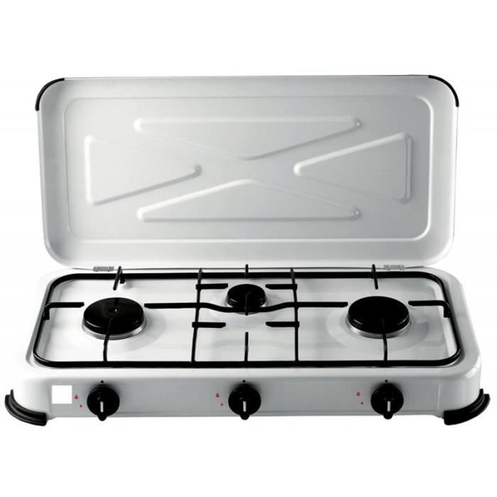 Réchaud à gaz 3 feux plan Camping cuisson