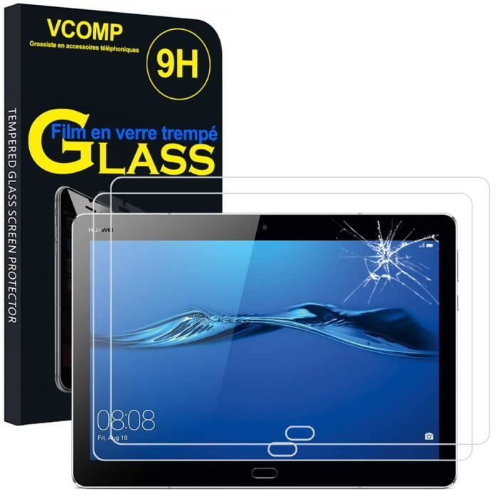 VCOMP - Pour Huawei MediaPad M3 Lite 10 (10.1-) - Lot Pack de 2 Films de protection d'écran Verre Trempé