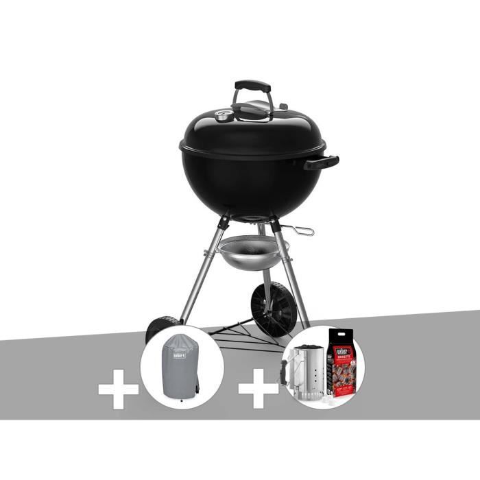 Barbecue à charbon Weber Original Kettle E-4710 47 cm + Housse + Kit Cheminée