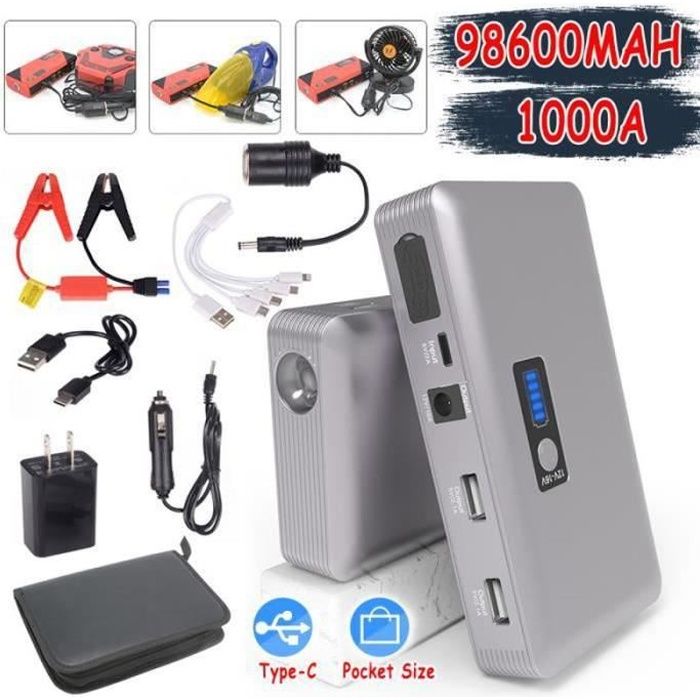 BT21001-Booster Batterie Jump Starter Démarrage De Voiture 98600mAh Eléctrique d'Urgence PRISE EU