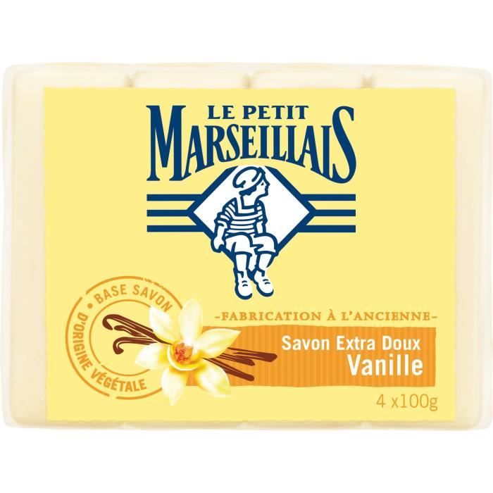 LE PETIT MARSEILLAIS Set de 4 savons Extra doux Vanille - 100 g