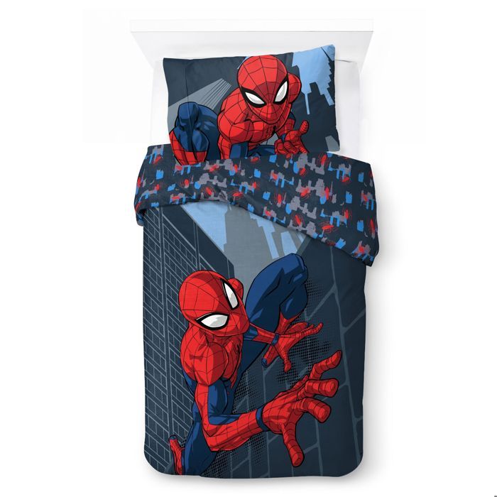 Parure de lit enfant - SPIDERMAN - Rues de la Ville - Coton - Housse 140x200 - Pour lit 90x190-90x200