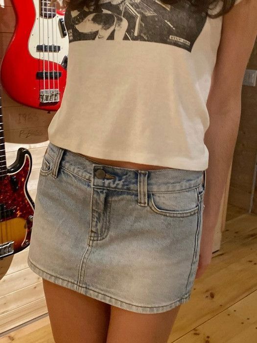 Jupe Jean Femme Taille Basse - Style Y2K - Mini Jupe Denim Stretch - Look Sexy