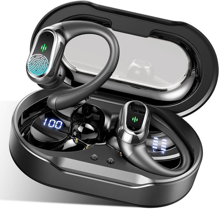 Écouteurs Bluetooth Sport 5.3 - 128h D'autonomie, IPX7, Contrôle Tactile - Pour Running, Fitness, Voyage