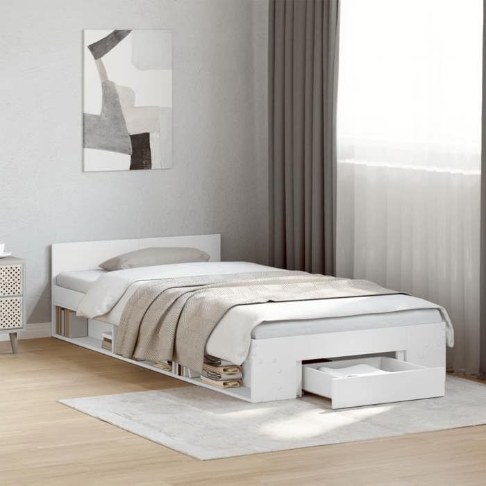 vidaXL Cadre de lit avec tiroir sans matelas blanc 90x190 cm 3280783