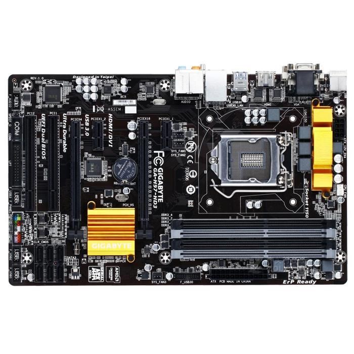 Carte mère GIGABYTE H97-HD3 Intel H97 Socket LGA1150 4xDDR3 SDRAM 32GB ATX - Gigabyte