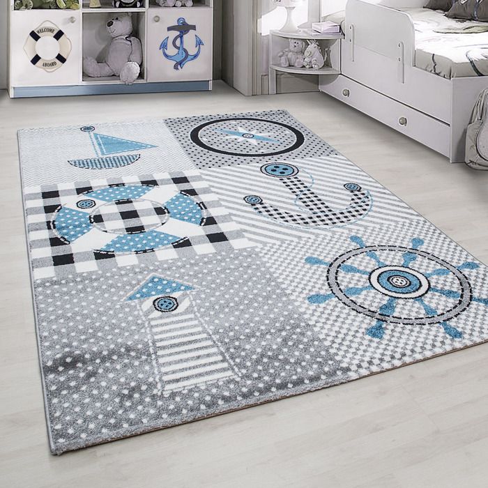 Tapis Chambre Enfant Planètes 160x230cm - Polyamide Antidérapant Beige