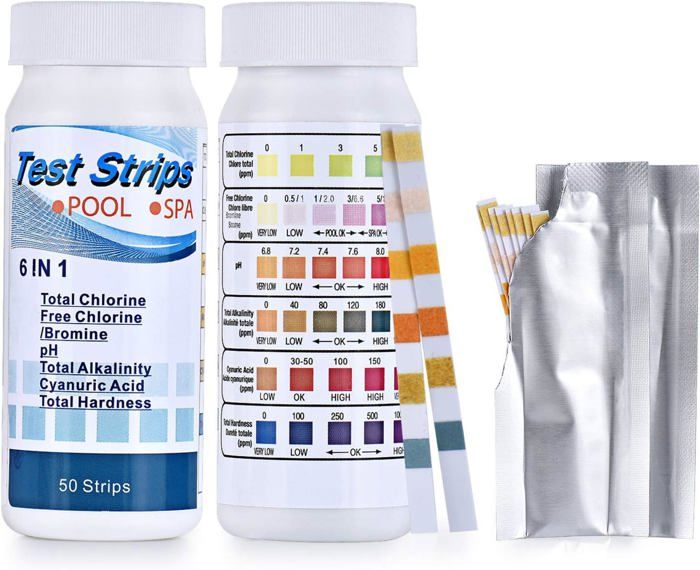 Kit De Test D'eau 16 En 1 Pitasha - 50 Bandelettes Pour Analyser PH, Chlore, Nitrites, Plomb, Etc. - Piscine Et Eau Potable - 3