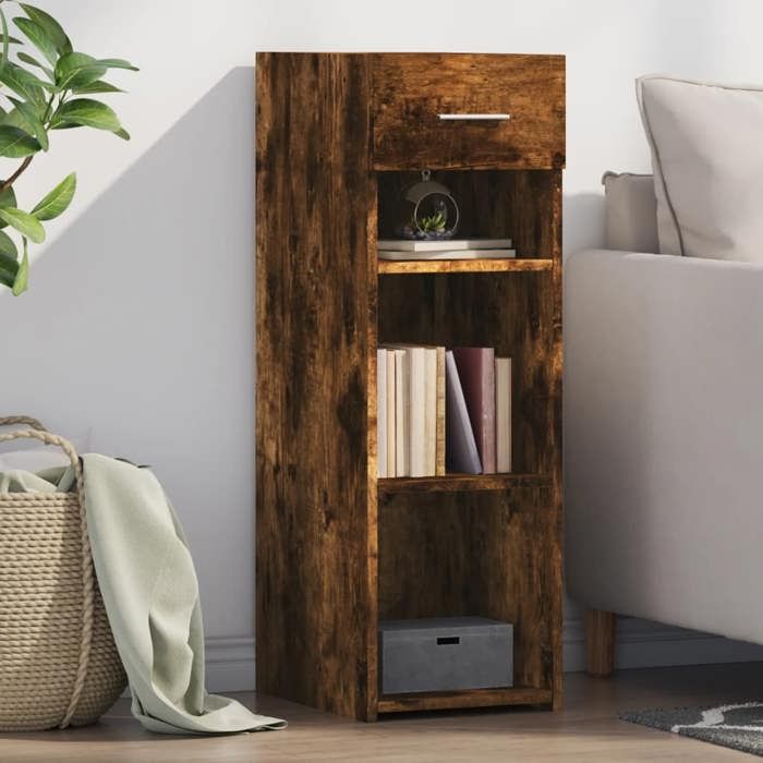 vidaXL Buffet chêne fumé 30x42 5x93 cm bois dingénierie armoire armoire latérale armoire de rangement armoire placard 846310