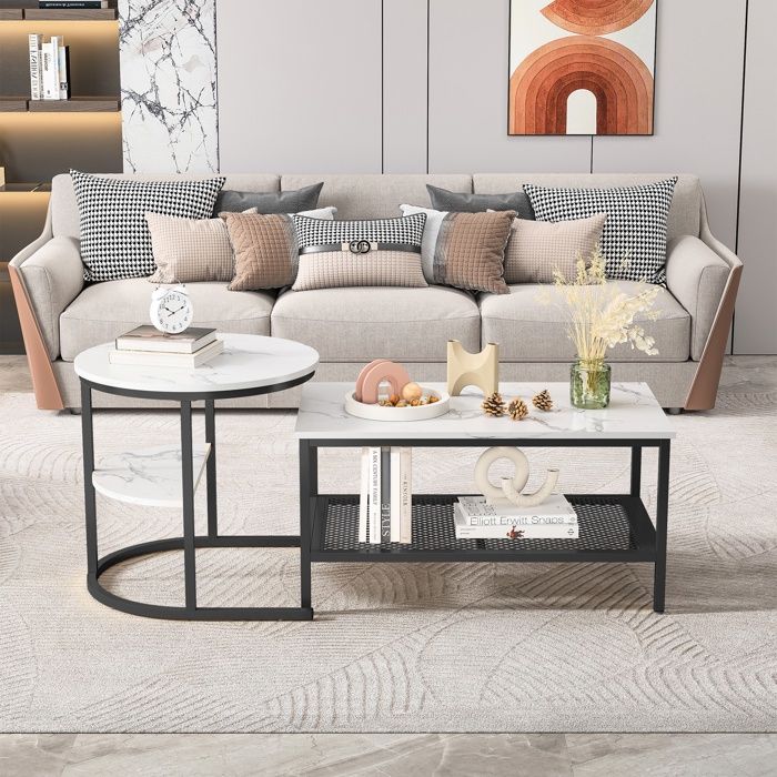 Casa Padrino table basse de luxe avec plateau en marbre artificiel gris-noir / or 140 cm | Casa Padrino
