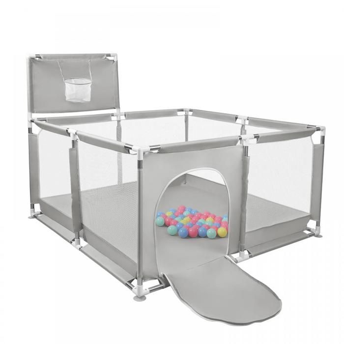 Parc à bébé-Avec 50 boules 4 ventouses -Facile à enlever - Beaucoup despace - Gris clair-126*126*66cm-XJING