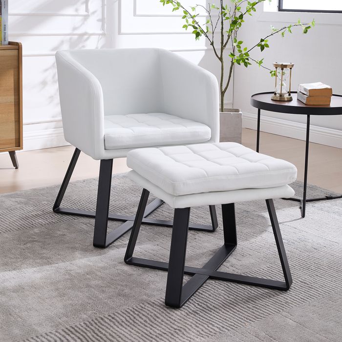 Ya-Home Fauteuil de Salon Scandinave avec Repose-Pieds Fauteuil Coiffeuse Rembourré