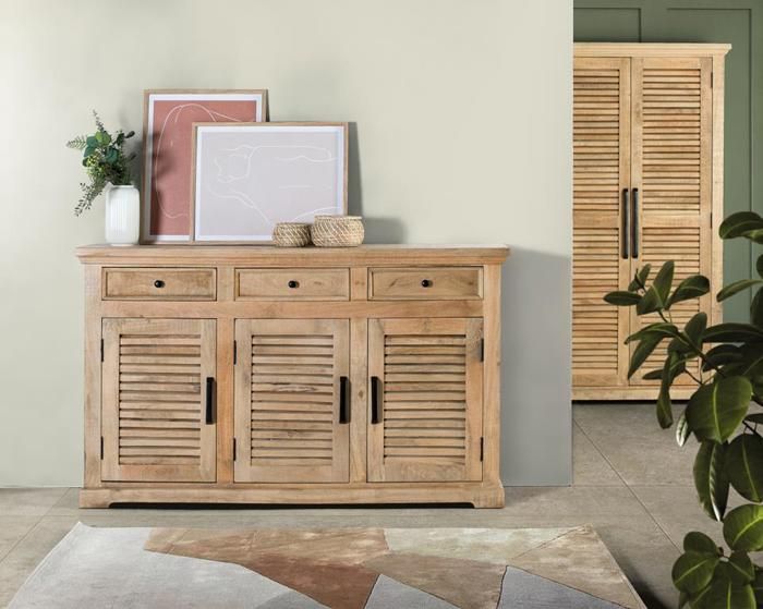 Buffet - Giner y Colomer - Bois Massif de Manguier - 3 Portes - 3 Tiroirs - Marron Buffet - Giner y Colomer - Bois Massif de Manguier - 3 Portes - 3 Tiroirs - Marron