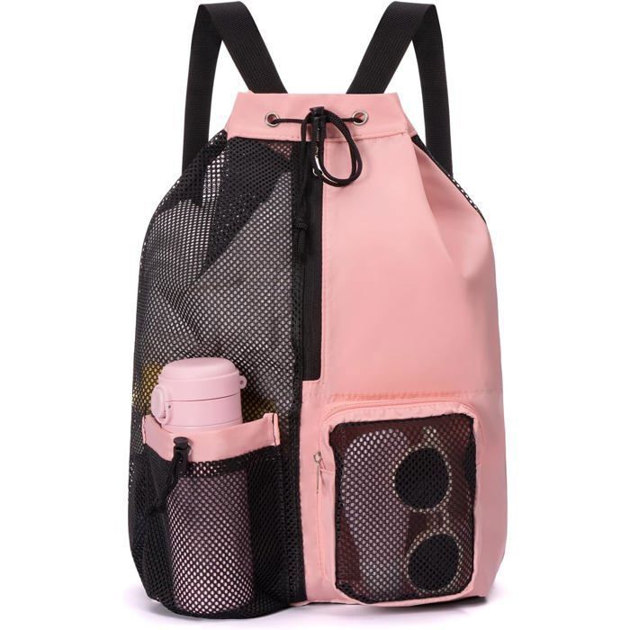 Sac Piscine à Cordon - Séparation Humide et Sèche Sac à Dos pour Natation Gym Plage Sport - pour Adultes Hommes Femmes - Rose