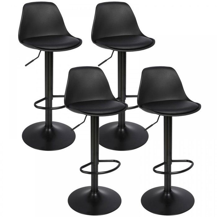 MIPAN.Tabouret Bar Lot de 4 - Chaise Pivotante - PU - Tabouret de Bistrot Hauteur Réglable Tabouret de Comptoir - Noir