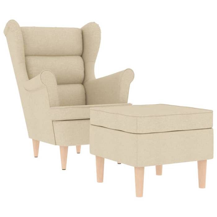 Fauteuil avec repose-pied Crème - L74 x P84 x H100 cm - Tissu 100 % polyester 7493755