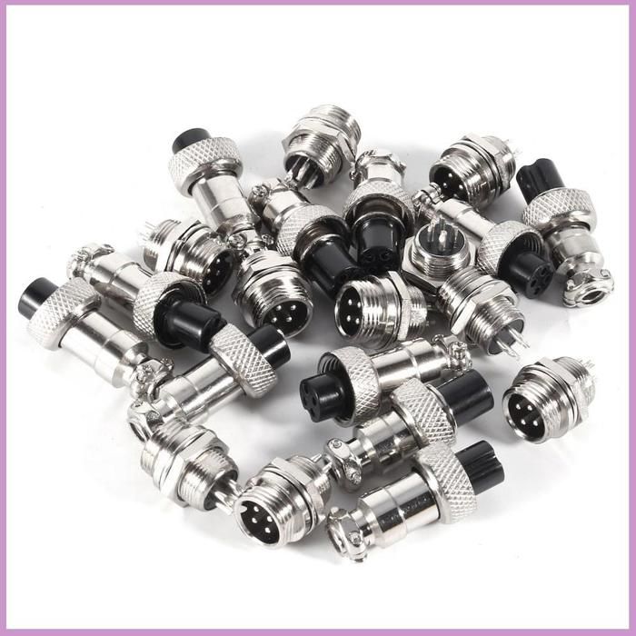 6 Paires Connecteurs Aviation GX16 4 Broches 5A - Mâle Femelle Métal Avec Capuchons