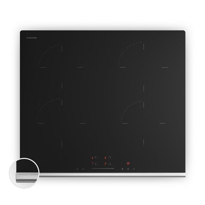 Klarstein verosteel plaque de cuisson &agrave; induction minimaliste puissante 4 zones 7400 w 60 cm noir