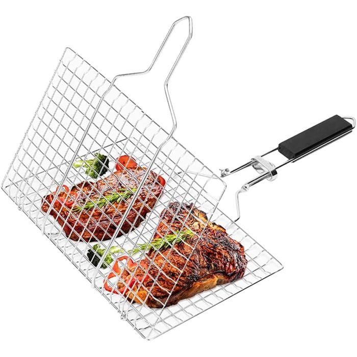 Panier De Barbecue En Acier Inoxydable Portable Pliable Avec 